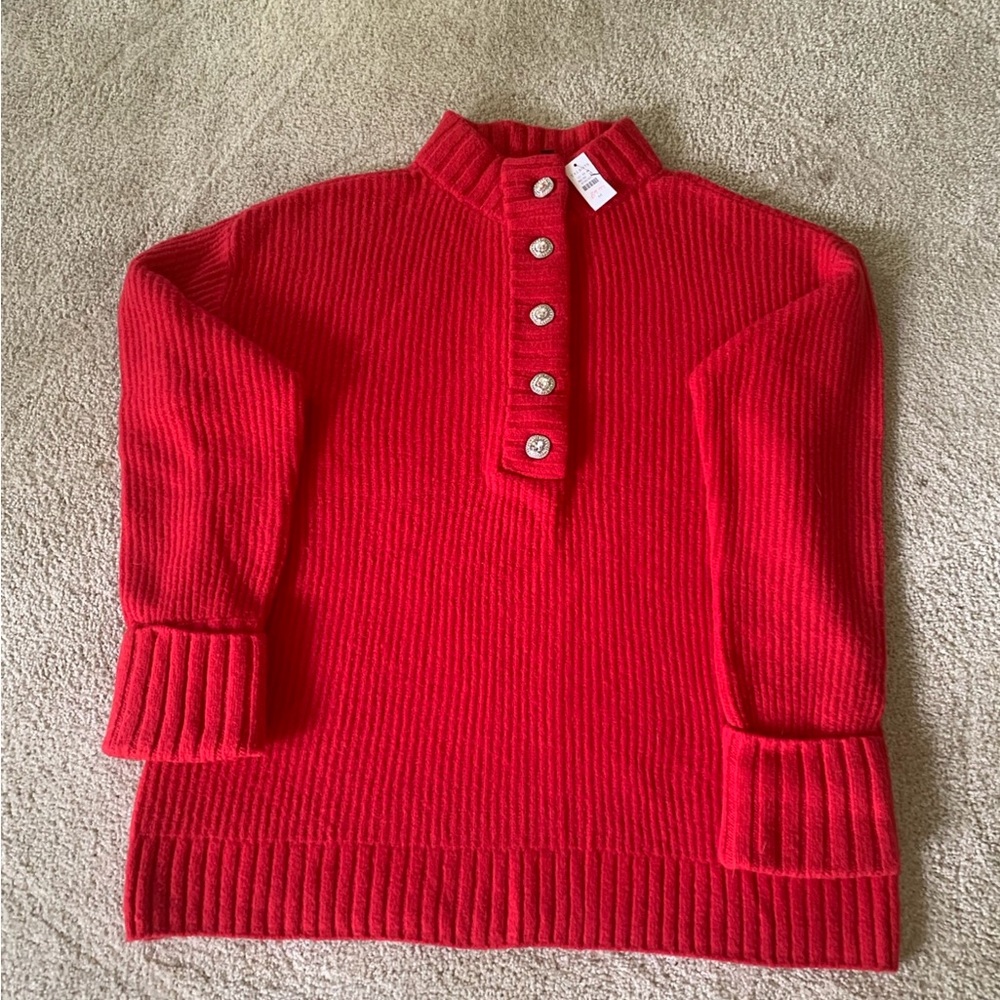 Talbots Red Button Neck Sweater